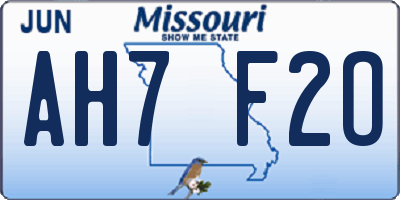 MO license plate AH7F2O