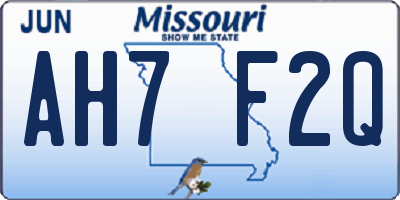 MO license plate AH7F2Q