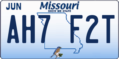 MO license plate AH7F2T