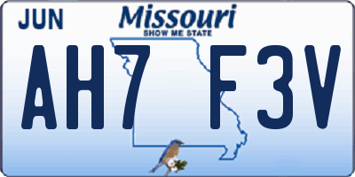 MO license plate AH7F3V