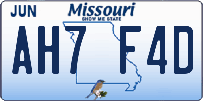 MO license plate AH7F4D