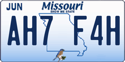 MO license plate AH7F4H