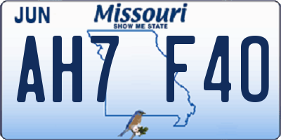 MO license plate AH7F4O