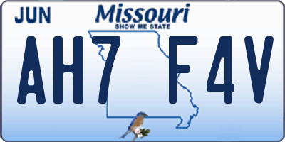 MO license plate AH7F4V