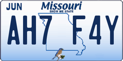 MO license plate AH7F4Y
