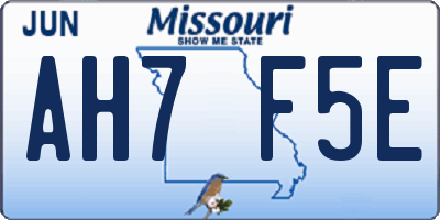 MO license plate AH7F5E