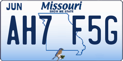 MO license plate AH7F5G