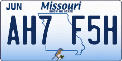 MO license plate AH7F5H