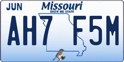 MO license plate AH7F5M