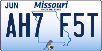MO license plate AH7F5T
