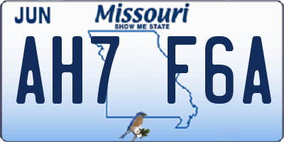 MO license plate AH7F6A