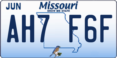 MO license plate AH7F6F