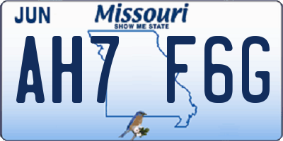 MO license plate AH7F6G