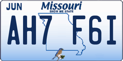 MO license plate AH7F6I