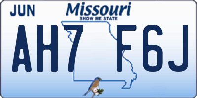 MO license plate AH7F6J