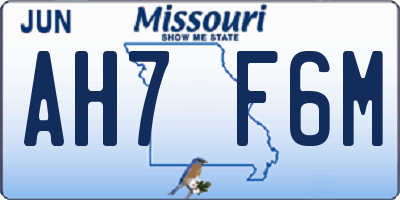 MO license plate AH7F6M