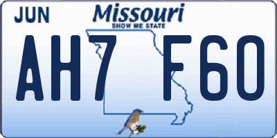 MO license plate AH7F6O