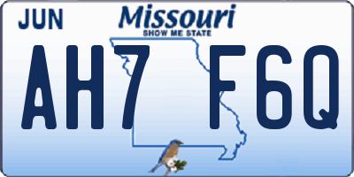 MO license plate AH7F6Q