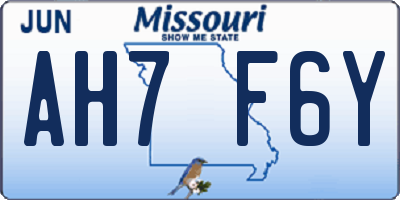 MO license plate AH7F6Y