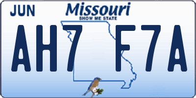 MO license plate AH7F7A