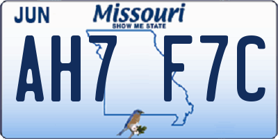 MO license plate AH7F7C