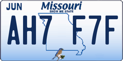 MO license plate AH7F7F