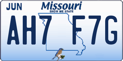 MO license plate AH7F7G