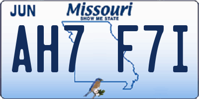 MO license plate AH7F7I