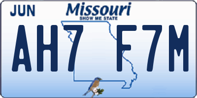 MO license plate AH7F7M