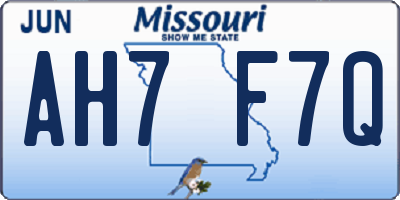 MO license plate AH7F7Q