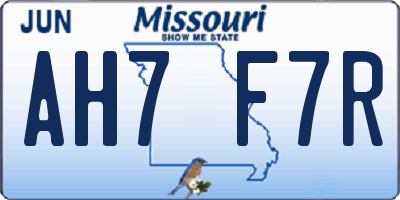 MO license plate AH7F7R