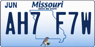 MO license plate AH7F7W