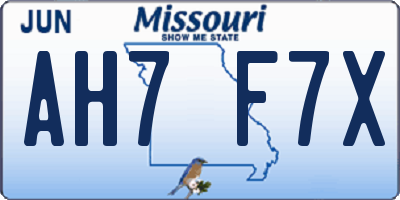 MO license plate AH7F7X
