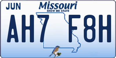 MO license plate AH7F8H