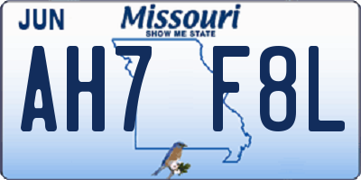 MO license plate AH7F8L