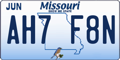 MO license plate AH7F8N