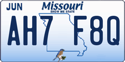 MO license plate AH7F8Q