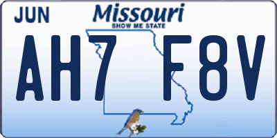 MO license plate AH7F8V