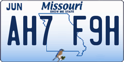 MO license plate AH7F9H