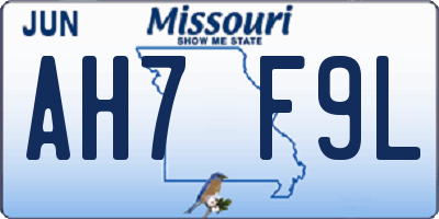 MO license plate AH7F9L