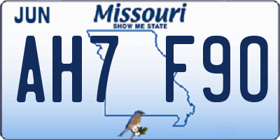 MO license plate AH7F9O