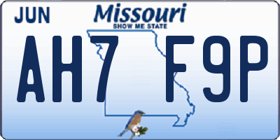 MO license plate AH7F9P