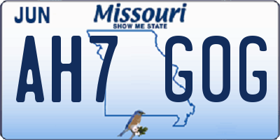MO license plate AH7G0G
