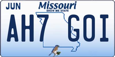 MO license plate AH7G0I