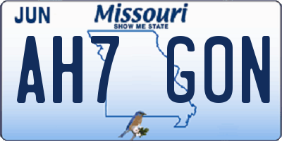 MO license plate AH7G0N