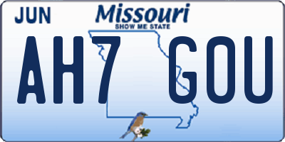 MO license plate AH7G0U