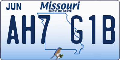 MO license plate AH7G1B