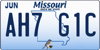 MO license plate AH7G1C