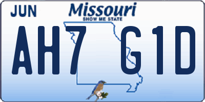 MO license plate AH7G1D