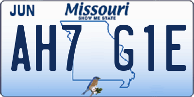 MO license plate AH7G1E